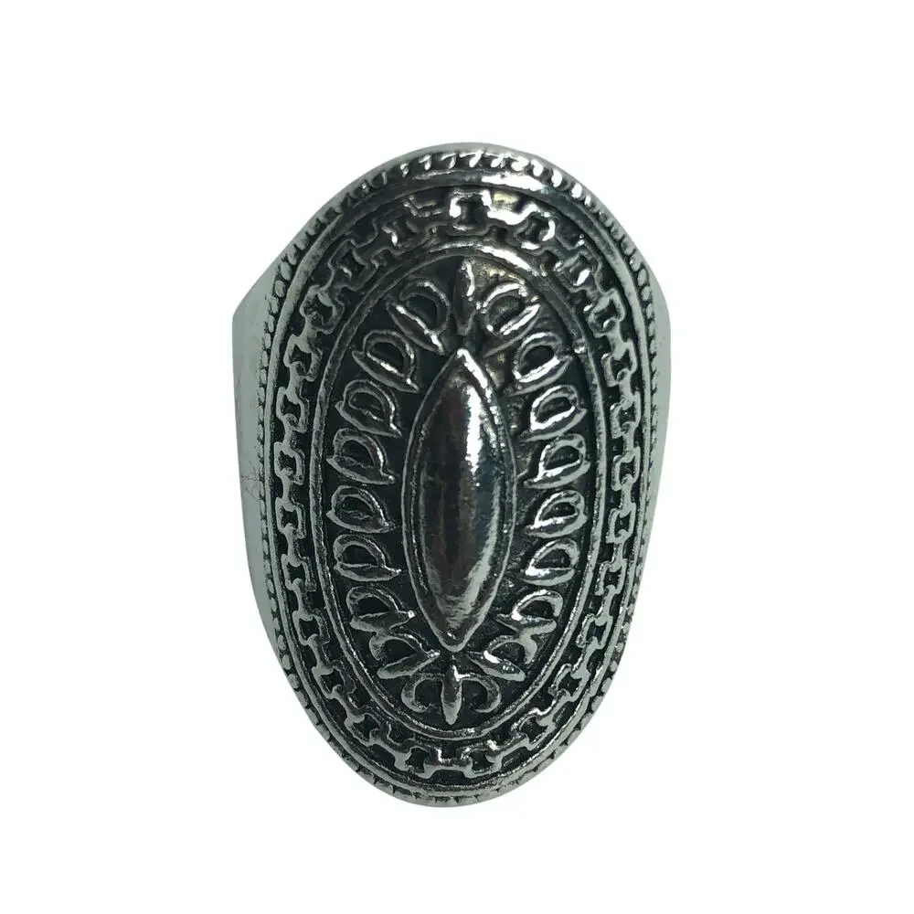 Long Boho Silver Ring - Size 9.5